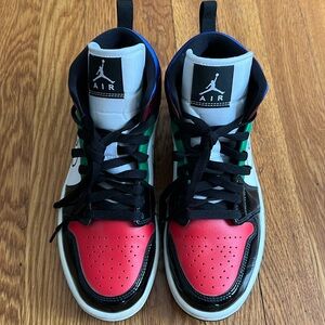 Nike Jordan 1 Mid, 8.5W “SW Black White Multi Color”